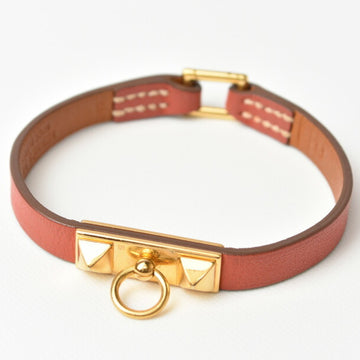 HERMES Bangle Bracelet  Micro Rival Pink Brown Gold S Size