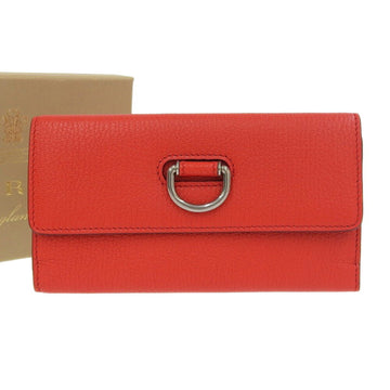 Burberry High Burry D ring Continental wallet tri-fold long leather red