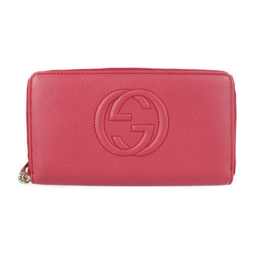 Gucci Soho Interlocking G Long Wallet 308280 Leather Pink Series Gold Metal Fittings Round Zipper Tassel