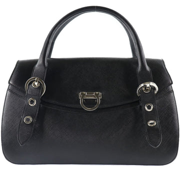 SALVATORE FERRAGAMO Gancini AB-215322 Leather Black Ladies Handbag