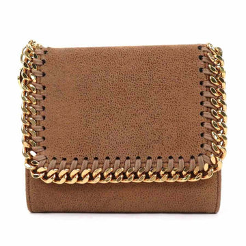 Stella McCartney Trifold Wallet Falabella Synthetic Leather Brown Gold Women's