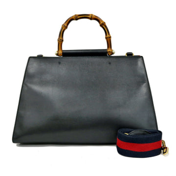 Gucci Shoulder Bag Bamboo Handbag Black Ladies
