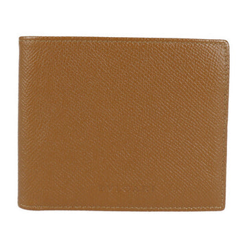 BVLGARI Classico Bifold Wallet 22309 Leather Camel Brown Billfold Credit Card Holder Embossed Grain Calf