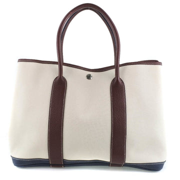 Hermes Garden Party PM Tricolor Toile H x Country White/Brown/Navy Q Women's Handbag