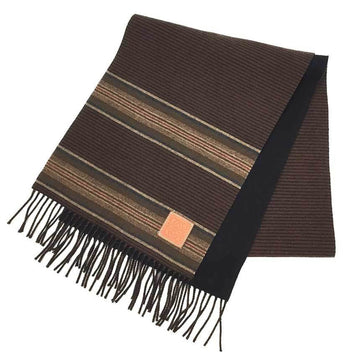 LOEWE Muffler Striped Wool Cashmere Black x Brown aq9405