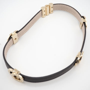 BVLGARI Leather Charm Bracelet Brown