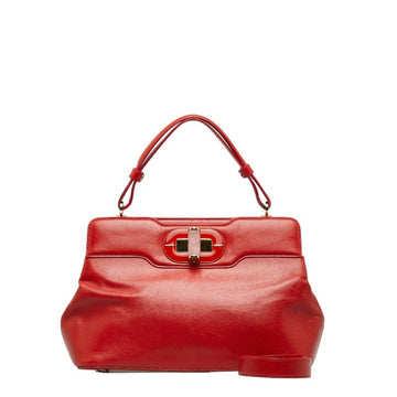 BVLGARI Isabella Rossellini Handbag Shoulder Bag Red Leather Ladies