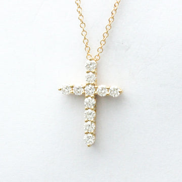 TIFFANY Small Cross Diamond Necklace Pink Gold [18K] Diamond Men,Women Fashion Pendant Necklace [Pink Gold]