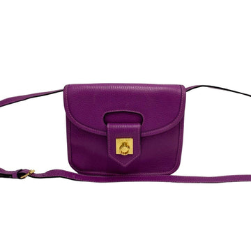 CELINE Vintage Logo Ring Hardware Leather Genuine Mini Shoulder Bag Pochette Purple