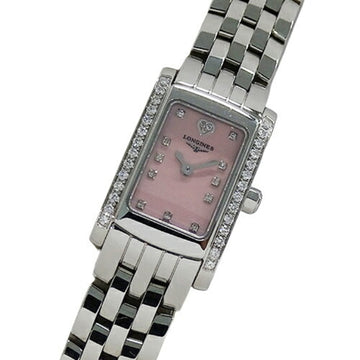 LONGINES Dolce Vita Bel Amore L5.158.0.93.6 Watch Women's Pink Shell Diamond Quartz Stainless Steel SS Heart Silver