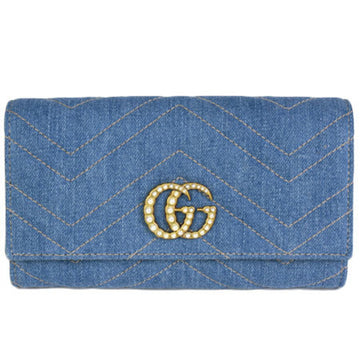 Gucci GG Marmont Continental bi-fold long wallet with coin purse indigo 443436