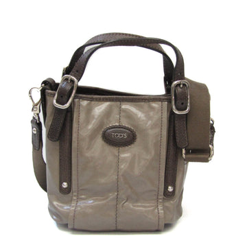 TOD'S Women's Leather,PVC Handbag,Shoulder Bag Gray Beige