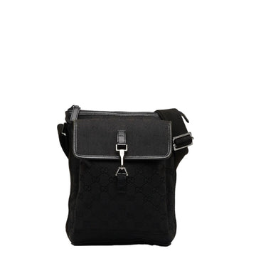 GUCCI GG Canvas Shoulder Bag 92646 Black Leather Women's