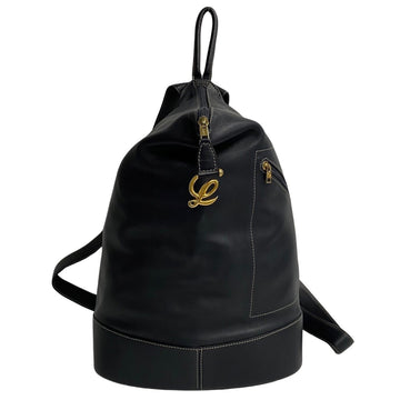 LOEWE Anagram Metal Fittings Leather Rucksack Day Bag Backpack Navy 28718