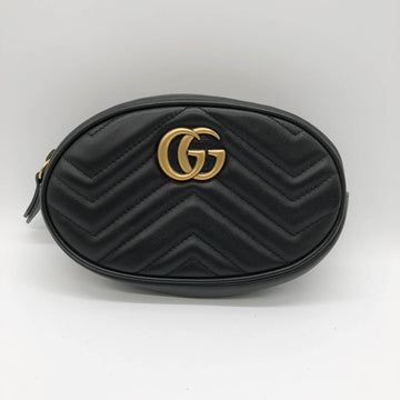 GUCCI GG Marmont Waist Bag Belt Black Leather Ladies 476434