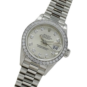 ROLEX Datejust 69136G S watch ladies 10P bezel diamond automatic winding AT PT950 platinum overhauled/polished