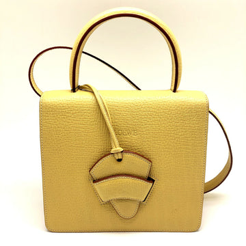 LOEWE 2WAY Handbag Barcelona Leather Yellow Logo Made in Spain Women's Shoulder Bag Top Handle