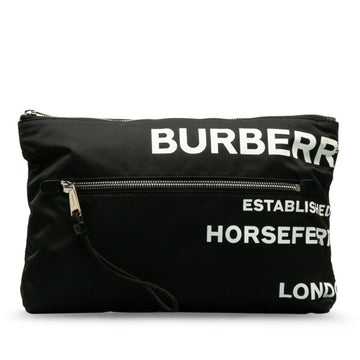 BURBERRY clutch bag second 8014756 black nylon ladies