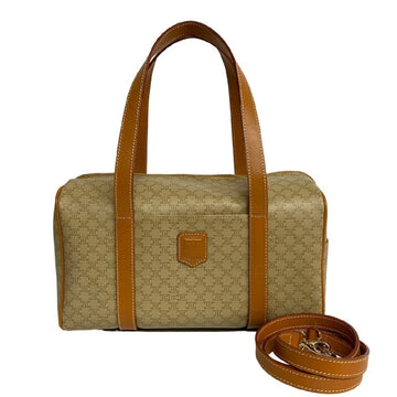 CELINE Vintage Macadam Blason Triomphe Logo Leather Genuine 2way Handbag Shoulder Bag