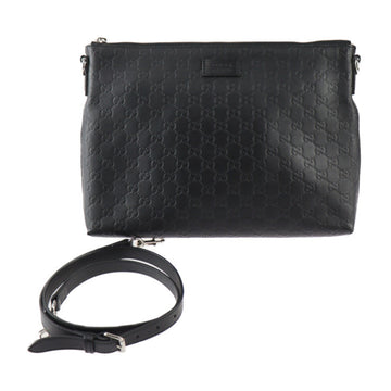 GUCCIsima Shoulder Bag 473882 Leather Black Silver Hardware 2WAY Second Pouch