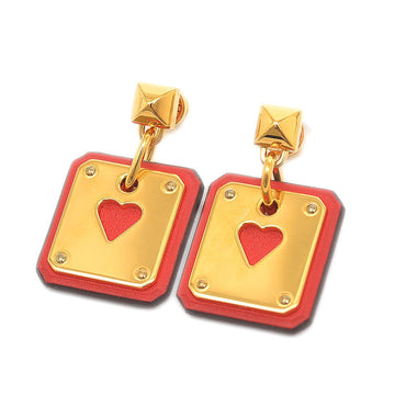 Hermes Asducourt Ace of Hearts PM Earrings Swift Red Y stamp