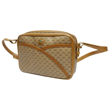 OLDGUCCI Old Gucci One Shoulder Bag Women's Micro GG Crest Charm Leather Brown Beige 001.261.1096