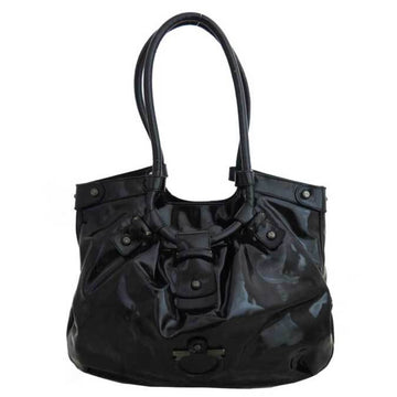 Salvatore Ferragamo Bag Gancio Black Patent Leather Shoulder Handbag Ladies