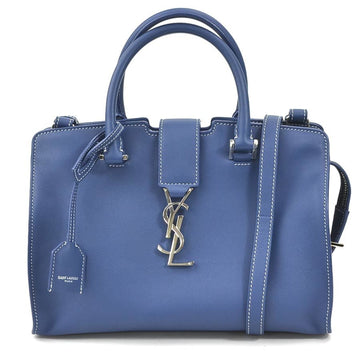 SAINT LAURENT Handbag Shoulder Bag Baby Cabas Leather Cobalt Blue Silver Ladies 424868
