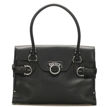 Salvatore Ferragamo Gancini DY-21 4402 Black Leather Tote Bag Ladies