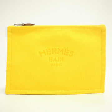 HERMES Yachting Flat PM Pouch Yellow Unisex