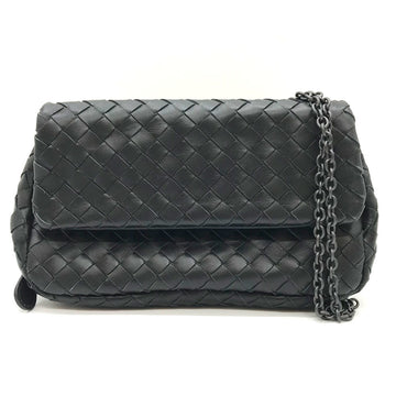 BOTTEGA VENETA Bag Chain Shoulder Black Intrecciato Women's Leather BOTTEGAVENETA