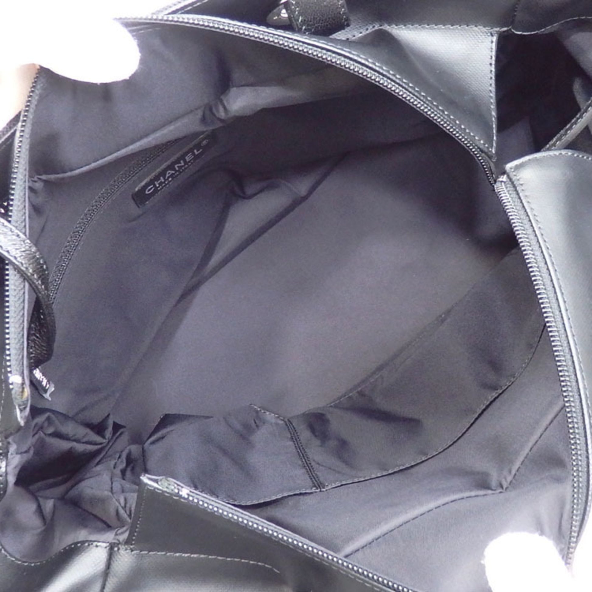 Chanel Tote Bag Paris Biarritz GM Ladies Black Coated Canvas Leather H