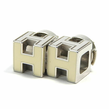 HERMES Earrings Cage de Ash H Cube Off-White Silver Plated Accessory Women's  earrings accessory