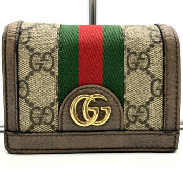 GUCCI Offdia Bifold Wallet Sherry Line GG Pattern Brown Supreme Women's Men's Accessories 523155 ITQSIZN6RWXU
