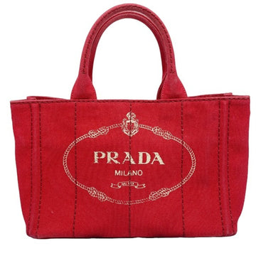 PRADA Tote Bag Canvas Canapa  Red