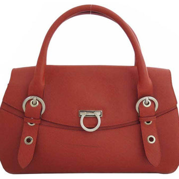 Salvatore Ferragamo Bag Gancio Dark Orange Leather Handbag Shoulder Ladies