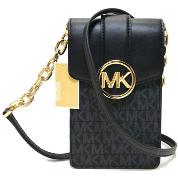 MICHAEL KORS Chain Smartphone Shoulder Bag Black Leather PVC Ladies 35S2GNMC5B