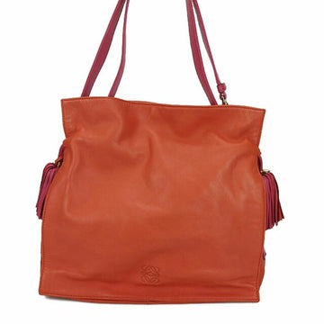 LOEWE 380.82.E16 Flamenco Shoulder Sheepskin Ladies Leather Tassel Anagram Orange Pink bag sheep skin