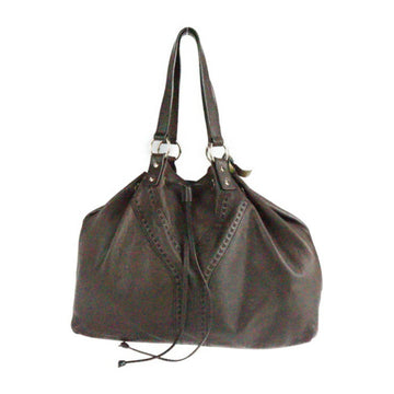 YVES SAINT LAURENT sack double tote bag 168483 leather dark brown gold reversible semi-shoulder drawstring