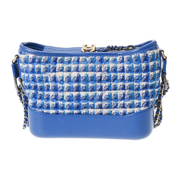 CHANEL Gabrielle de  Small Hobo Blue Gold/A91810 Women's Tweed/Calf Shoulder Bag