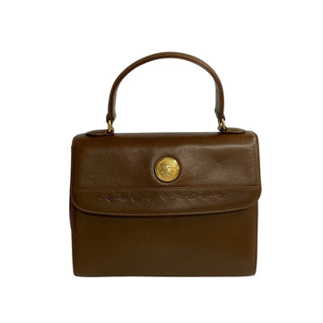 BURBERRYs Shadow Horse Hardware Leather Handbag Tote Bag Brown 19400