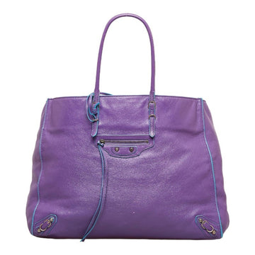 BALENCIAGA The Paper Tote Handbag Bag Purple Leather Ladies