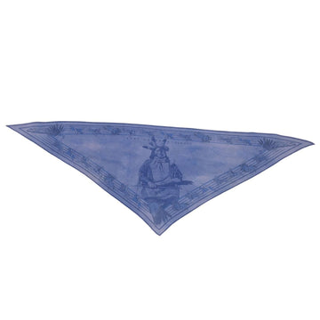 HERMES scarf muffler triangle Pani La Shar Pawnee chief silk indigo dyed light blue
