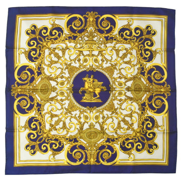 HERMES Carre 90 silk scarf muffler LES TUILERIES Tuileries Park blue white gold