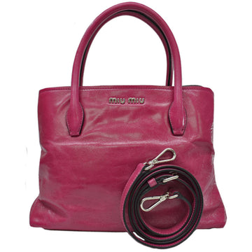 miu miu Bag Shocking Pink Silver Patent Leather Handbag Shoulder Ladies