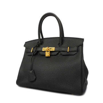 Hermes Birkin Birkin 30 P Stamp Women's Togo Leather Handbag Black
