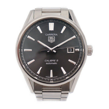 TAG HEUER Carrera Caliber 5 Watch WAR211A-2 Stainless Steel Silver Black Dial Back Skelton Automatic Winding