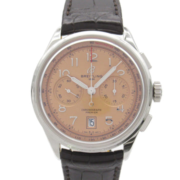 BREITLING Premier B01 Wrist Watch Wrist Watch AB0145 Mechanical Automatic Orange Salmon Stainless Steel Leather belt AB0145