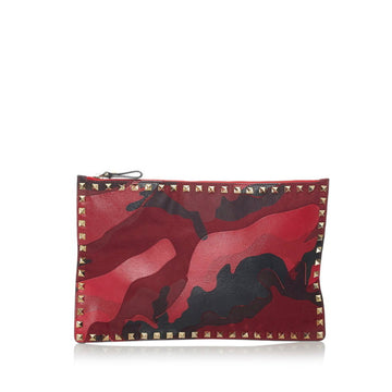 Valentino camouflage rockstud clutch bag red canvas leather men VALENTINO