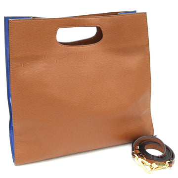 MARNI Handbag Brown Blue Leather Square Bag Ladies
